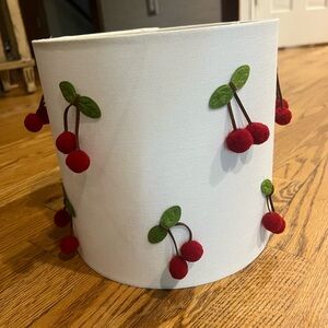 Charming White Lampshade with Red Cherry Accents